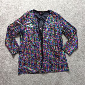 Kancy Kole colorful sequin cardigan women's XL new with tags Swiftie Y2K